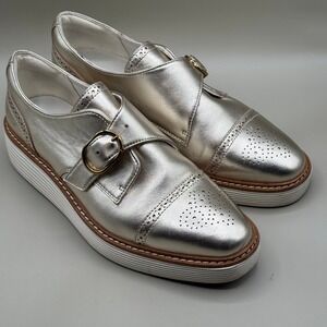 Cole Haan Grand Monk Strap Platform Oxfords Metallic Gold W31694 Sz 7.5B
